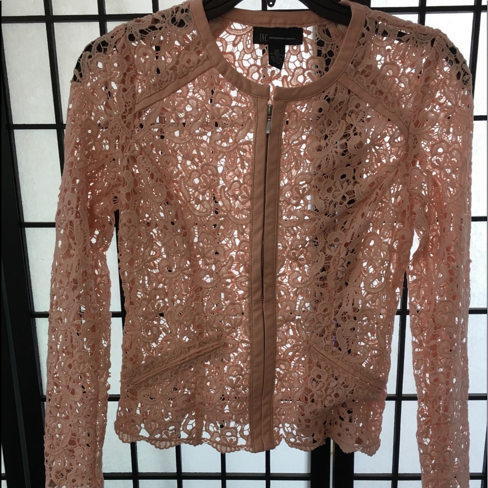 Zippered lace jacket.